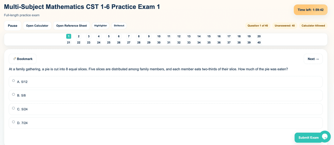 Example of a StudyBuddyCST practice exam page